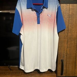 Puma Men’s Blue, Red & White Gradient Dot Polo